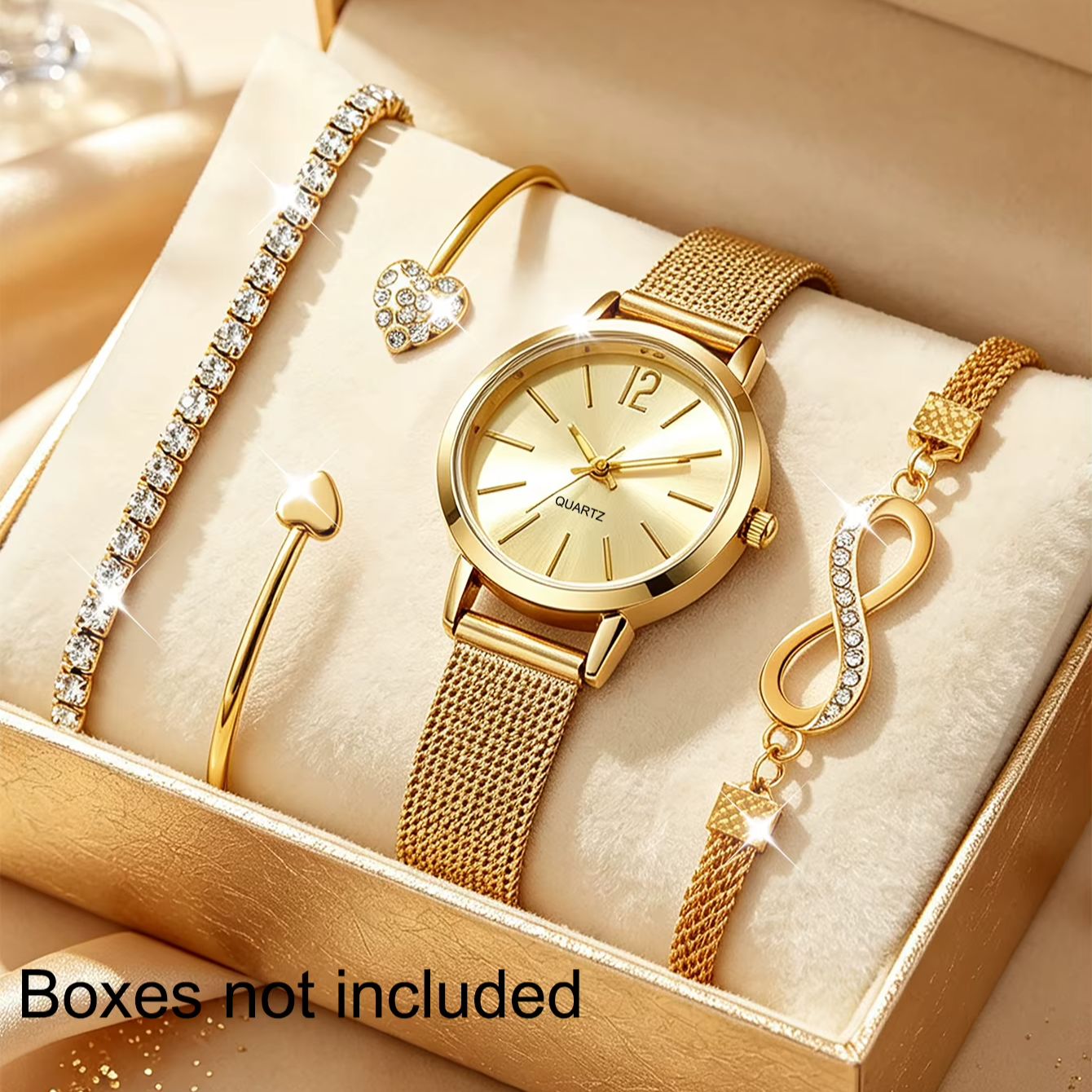 Luxury Watch Gift For Her - Set van 4 elegante, minimalistische dameshorloges